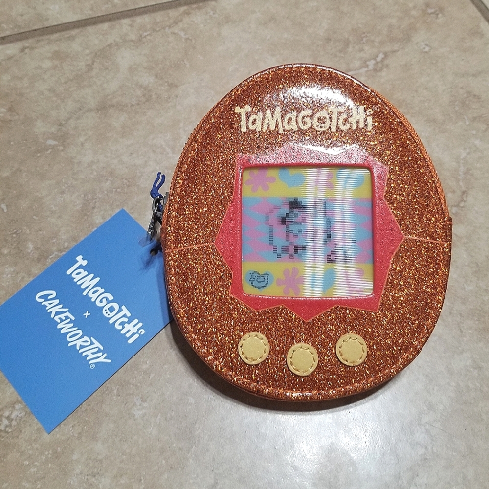 Cakeworthy x Tamagotchi Orange Glitter Lenticular Coin Bag